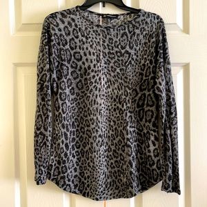 💋SALE💋 INC Cheetah Print Black Grey with Metallic Thread Sweater, Size S.